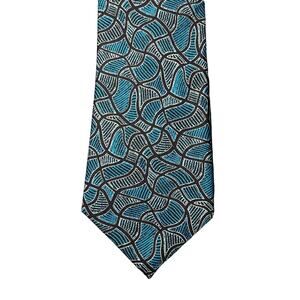 Scorched Earth Aboriginal Indigenous Art Design Necktie Australia Blue 3.6" Wide